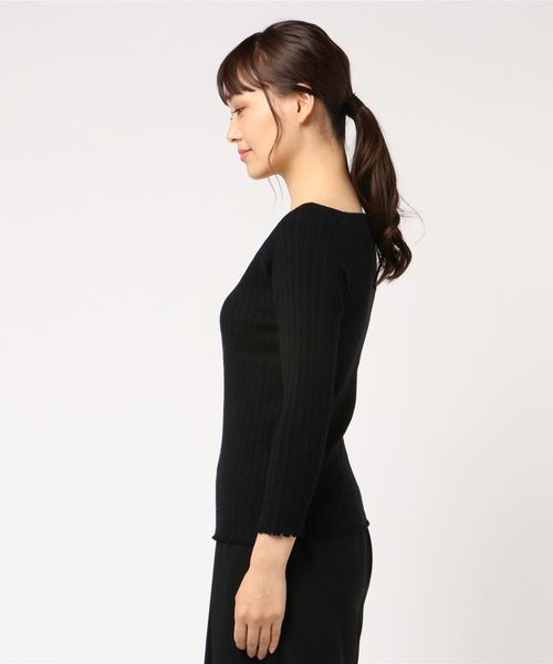 flower（フラワー）の「レディリブニット（Tシャツ/カットソー・レディース・ブラック/ブラウン/アイボリー・FREE）」の4枚目の写真