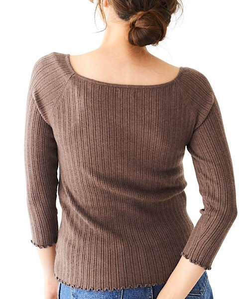 flower（フラワー）の「レディリブニット（Tシャツ/カットソー・レディース・ブラック/ブラウン/アイボリー・FREE）」の9枚目の写真