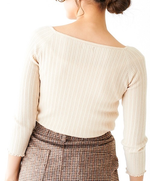 flower（フラワー）の「レディリブニット（Tシャツ/カットソー・レディース・ブラック/ブラウン/アイボリー・FREE）」の11枚目の写真