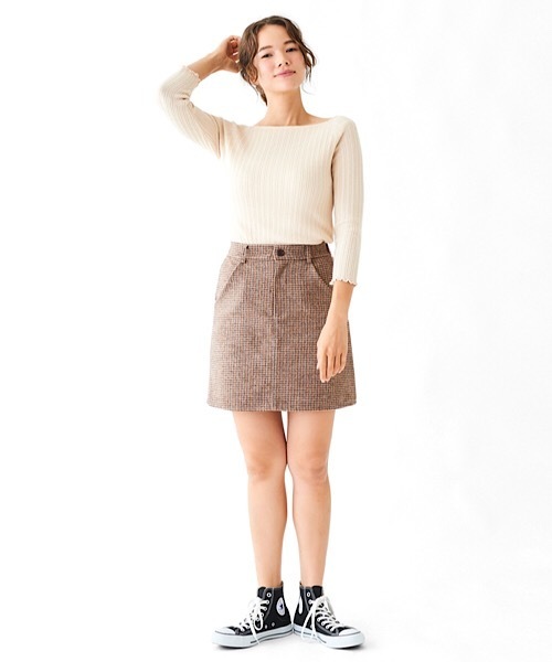 flower（フラワー）の「レディリブニット（Tシャツ/カットソー・レディース・ブラック/ブラウン/アイボリー・FREE）」の10枚目の写真