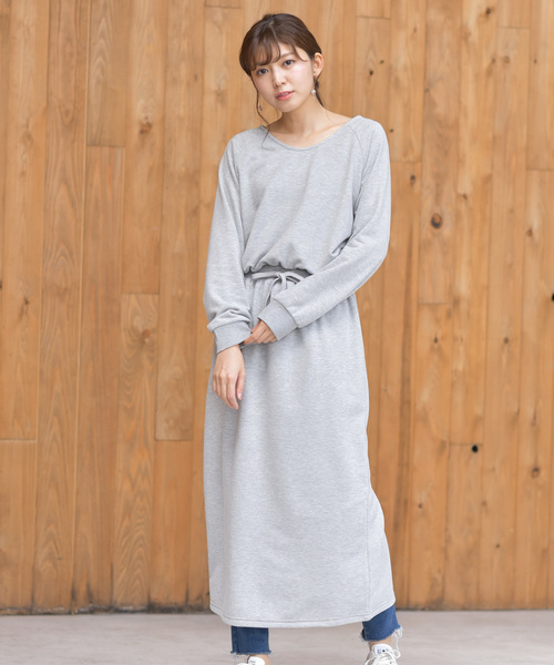 rps（アールピーエス）の「裏毛ブラウジングロングワンピース（ワンピース・レディース・チャコールグレー/ブラック/杢グレー・M）」の3枚目の写真