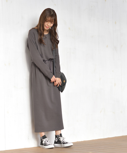 rps（アールピーエス）の「裏毛ブラウジングロングワンピース（ワンピース・レディース・チャコールグレー/ブラック/杢グレー・M）」の11枚目の写真