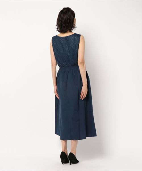 GeeRA（ジーラ）の「レース切替ロングワンピース（ワンピース・レディース・ネイビー・LARGE/MEDIUM/X-LARGE）」の3枚目の写真