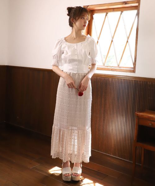 one after another NICE CLAUP（ワンアフターアナザーナイスクラップ）の「前開きフリルレース付きブラウス（シャツ/ブラウス・レディース・オフホワイト/テラコッタ/ブラウン系その他/ベージュ・FREE）」の14枚目の写真