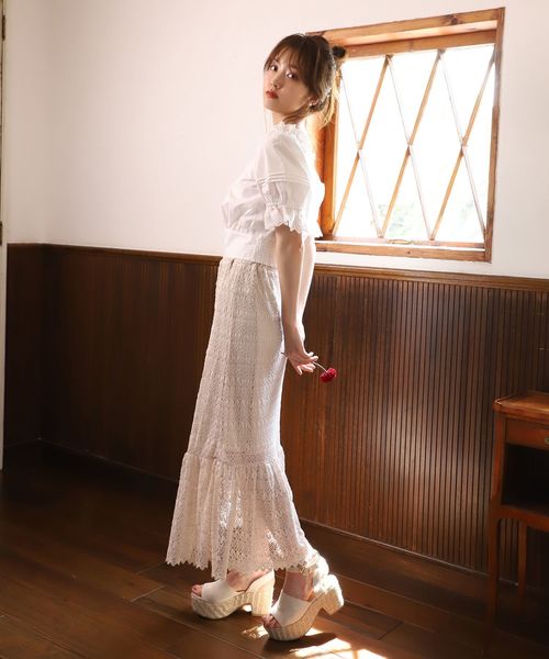 NICE CLAUP フリルセットアップ ブラック・ホワイト one after another NICE CLAUP/【one after another