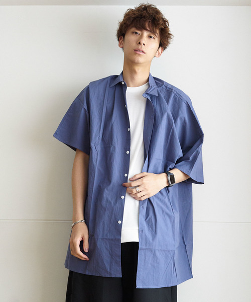 GGD SELECT(ジージーディー セレクト)の「GGD SELECT / ドロップショルダー 5分袖ロングシャツ(シャツ/ブラウス・メンズ・ホワイト/ブラック/ネイビー/カーキ/イエロー・MEDIUM/LARGE)」の5枚目の写真