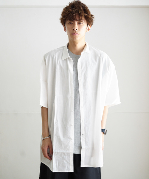 GGD SELECT(ジージーディー セレクト)の「GGD SELECT / ドロップショルダー 5分袖ロングシャツ(シャツ/ブラウス・メンズ・ホワイト/ブラック/ネイビー/カーキ/イエロー・MEDIUM/LARGE)」の18枚目の写真