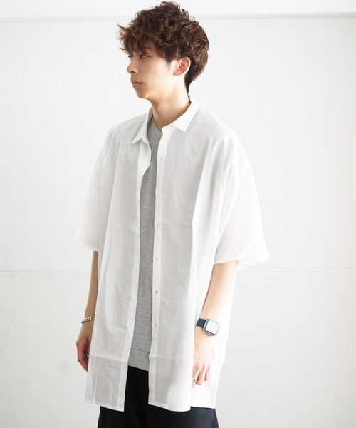 GGD SELECT(ジージーディー セレクト)の「GGD SELECT / ドロップショルダー 5分袖ロングシャツ(シャツ/ブラウス・メンズ・ホワイト/ブラック/ネイビー/カーキ/イエロー・MEDIUM/LARGE)」の16枚目の写真