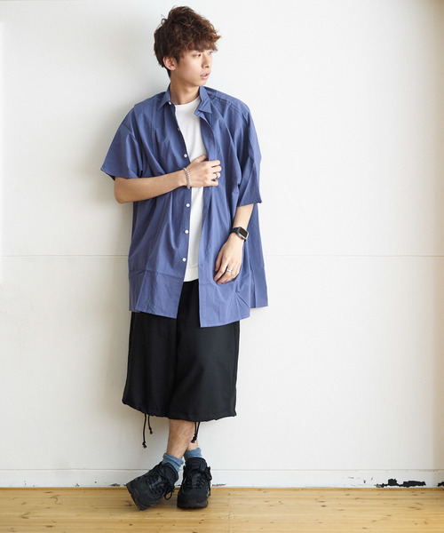 GGD SELECT(ジージーディー セレクト)の「GGD SELECT / ドロップショルダー 5分袖ロングシャツ(シャツ/ブラウス・メンズ・ホワイト/ブラック/ネイビー/カーキ/イエロー・MEDIUM/LARGE)」の17枚目の写真