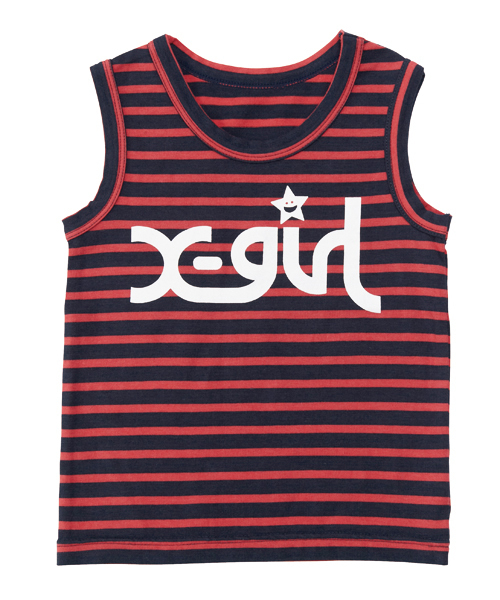 X-girl Stages（エックスガールステージス）の「BASIC TANK TOP  LOGO  (4T～7T)（タンクトップ・キッズ・ネイビー/ピンク/ブラック/ブルー・7T/6T/5T/4T）」の3枚目の写真