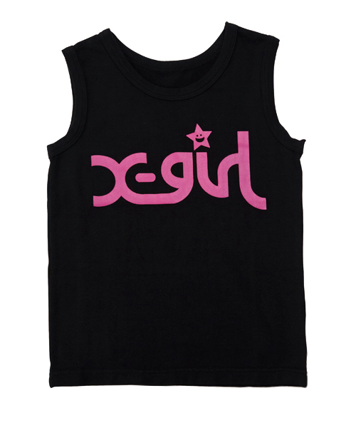 X-girl Stages（エックスガールステージス）の「BASIC TANK TOP  LOGO  (4T～7T)（タンクトップ・キッズ・ネイビー/ピンク/ブラック/ブルー・7T/6T/5T/4T）」の2枚目の写真