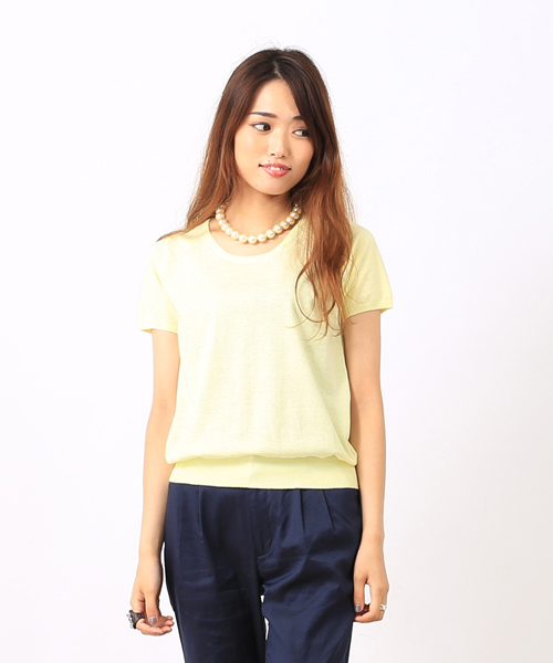 BEAMS LIGHTS Women's(ビームスライツ ウィメンズ)の「BEAMS LIGHTS / ウォッシャブル ハーフスリーブプルオーバー(ニット/セーター・レディース・オフホワイト/イエロー/ミント/ネイビー・ONE SIZE)」の4枚目の写真