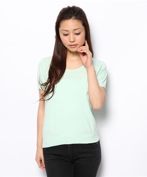 BEAMS LIGHTS Women's(ビームスライツ ウィメンズ)の「BEAMS LIGHTS / ウォッシャブル ハーフスリーブプルオーバー(ニット/セーター・レディース・オフホワイト/イエロー/ミント/ネイビー・ONE SIZE)」の2枚目の写真