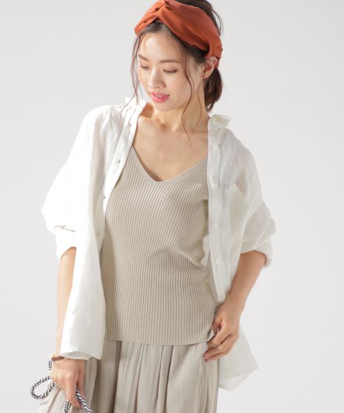 BAYFLOW(ベイフロー)の「リネンレーヨンシャツ(シャツ/ブラウス・レディース・ホワイト/ベージュ/カーキ/チャコール・FREE)」の1枚目の写真