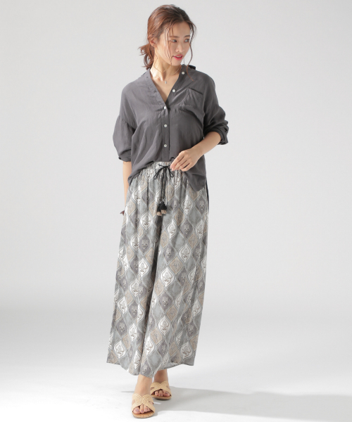 BAYFLOW(ベイフロー)の「リネンレーヨンシャツ(シャツ/ブラウス・レディース・ホワイト/ベージュ/カーキ/チャコール・FREE)」の19枚目の写真