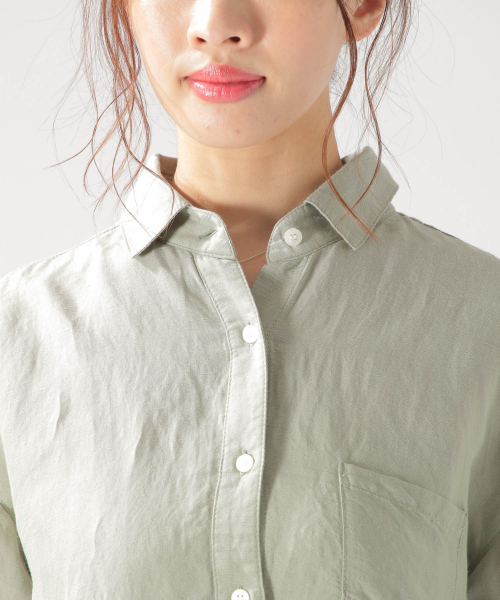 BAYFLOW(ベイフロー)の「リネンレーヨンシャツ(シャツ/ブラウス・レディース・ホワイト/ベージュ/カーキ/チャコール・FREE)」の10枚目の写真