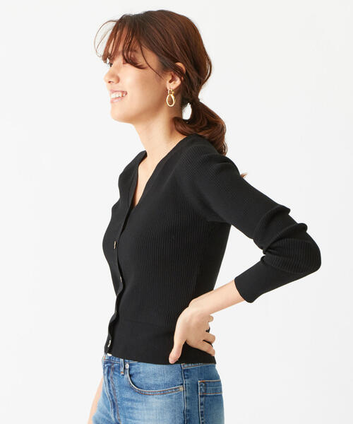 EMMEL REFINES（エメルリファインズ）の「【EMMEL REFINES】〔ハンドウォッシャブル〕FC HW リブラグラン Vネックカーディガン（カーディガン/ボレロ・レディース・ブラック/ブラウン/ピンク・FREE）」の2枚目の写真