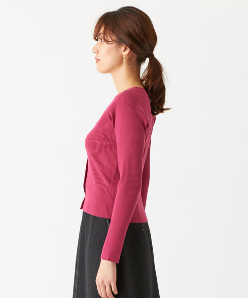 EMMEL REFINES（エメルリファインズ）の「【EMMEL REFINES】〔ハンドウォッシャブル〕FC HW リブラグラン Vネックカーディガン（カーディガン/ボレロ・レディース・ブラック/ブラウン/ピンク・FREE）」の8枚目の写真