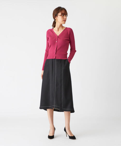 EMMEL REFINES（エメルリファインズ）の「【EMMEL REFINES】〔ハンドウォッシャブル〕FC HW リブラグラン Vネックカーディガン（カーディガン/ボレロ・レディース・ブラック/ブラウン/ピンク・FREE）」の9枚目の写真