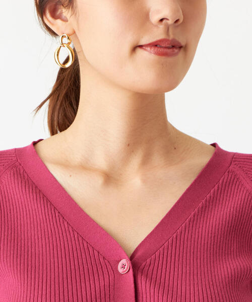 EMMEL REFINES（エメルリファインズ）の「【EMMEL REFINES】〔ハンドウォッシャブル〕FC HW リブラグラン Vネックカーディガン（カーディガン/ボレロ・レディース・ブラック/ブラウン/ピンク・FREE）」の10枚目の写真