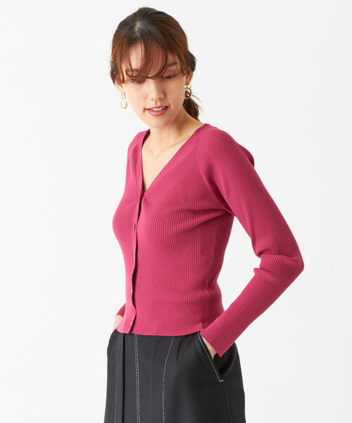 EMMEL REFINES（エメルリファインズ）の「【EMMEL REFINES】〔ハンドウォッシャブル〕FC HW リブラグラン Vネックカーディガン（カーディガン/ボレロ・レディース・ブラック/ブラウン/ピンク・FREE）」の13枚目の写真