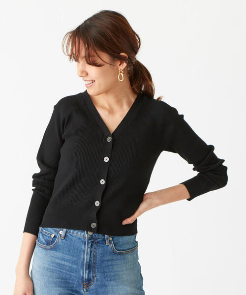 EMMEL REFINES（エメルリファインズ）の「【EMMEL REFINES】〔ハンドウォッシャブル〕FC HW リブラグラン Vネックカーディガン（カーディガン/ボレロ・レディース・ブラック/ブラウン/ピンク・FREE）」の5枚目の写真