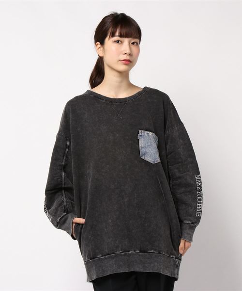 GeeRA(ジーラ)の「ワンウォッシュ加工裏毛チュニックワンピース(チュニック・レディース・ネイビー/ブラック・X-LARGE/MEDIUM/LARGE)」の10枚目の写真