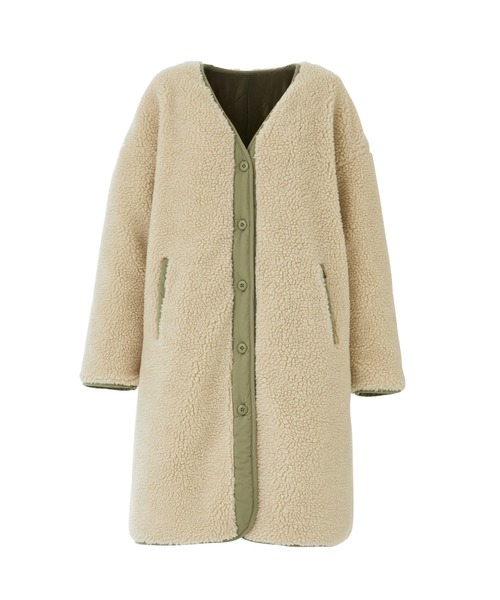 ALPHA(アルファ)の「レディース ボアコート リバーシブル(ミリタリージャケット)」|オフホワイト