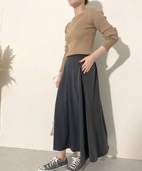 KOBE LETTUCE（コウベレタス）の「[選べる2丈] ライトスウェットマキシスカート（スカート・レディース・ブラック/ホワイト系その他/グレー系その他/マスタード/カーキ/ブラウン/ブルー/ピンク/ホワイト系その他3/ネイビー/キャメル/グリーン系その他/ブラック系その他/チャコール/ホワイト系その他2/ブラック系その他2/グレー系その他2/ブルー系その他/イエロー系その他/グリーン系その他2/グリーン系/グリーン系1/グレー系/グレー系1/ベージュ系/ベージュ・FREE/1/2）」の10枚目の写真