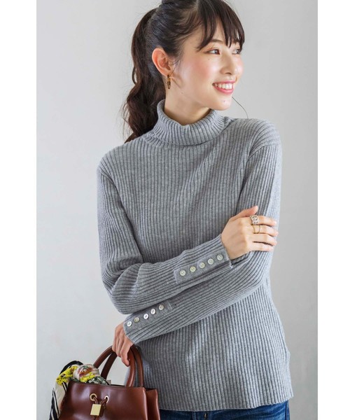 GeeRA(ジーラ)の「袖ボタンタートルリブニット(ニット/セーター・レディース・ブラック/ベージュ/グレー・MEDIUM/LARGE/X-LARGE)」の7枚目の写真