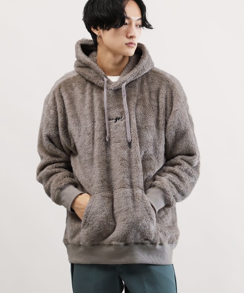 KANGOL（カンゴール）の「KANGOL / カンゴール 別注 コラボ オーバーサイズ  ボア フリース プルオーバー パーカー（パーカー・メンズ・ブラック/ベージュ/オフホワイト/ネイビー/ブラウン/グレイッシュベージュ/モカ/グレー系その他/ブラック系その他/ブラウン系その他/ベージュ系その他/ホワイト系その他/グレー系その他2/グレー系その他3・SMALL/MEDIUM/LARGE/X-LARGE）」の6枚目の写真