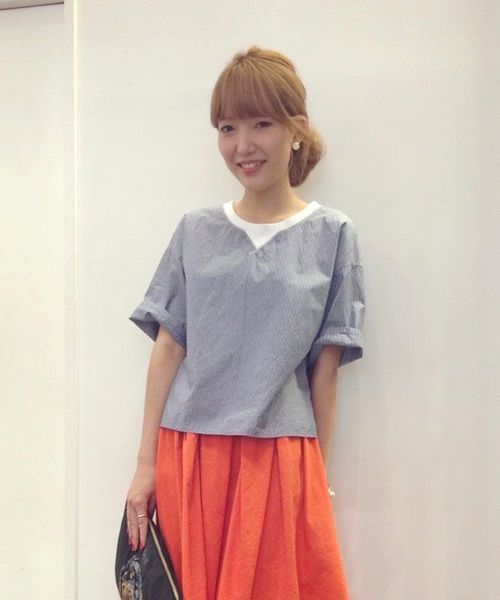 Another Edition（アナザーエディション）の「AE ST リブ CL T◆（シャツ/ブラウス・レディース・ホワイト/ライム/ネイビー・フリー）」の3枚目の写真