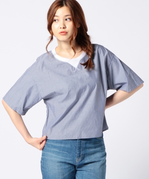 Another Edition（アナザーエディション）の「AE ST リブ CL T◆（シャツ/ブラウス・レディース・ホワイト/ライム/ネイビー・フリー）」の8枚目の写真