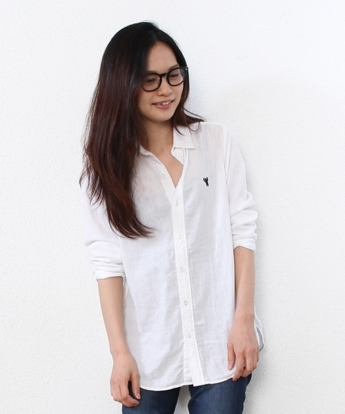 coen（コーエン）の「ダブルガーゼソリッドシャツ（シャツ/ブラウス・レディース・ホワイト/ライトブルー・LARGE/MEDIUM/SMALL）」の2枚目の写真