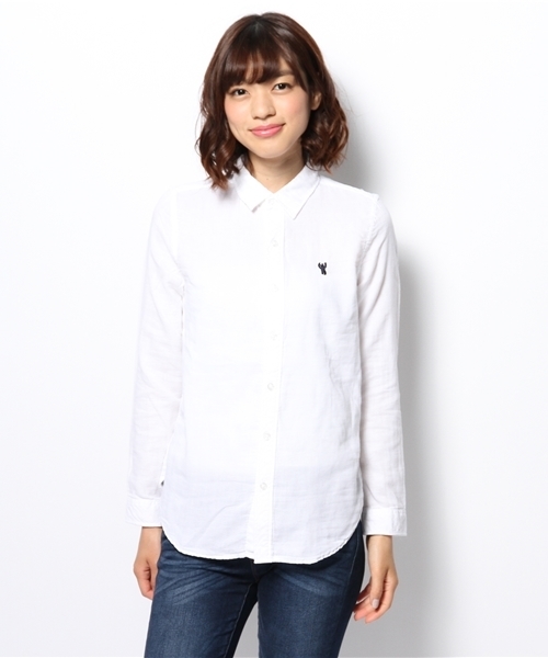 coen（コーエン）の「ダブルガーゼソリッドシャツ（シャツ/ブラウス・レディース・ホワイト/ライトブルー・LARGE/MEDIUM/SMALL）」の8枚目の写真