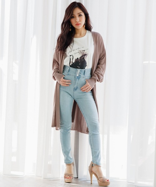 LIPSERVICE（リップサービス）の「シアープリーツ切替ロングニットカーディガン（カーディガン/ボレロ・レディース・ホワイト/ブラック/ベージュ/ブラウン・S/M）」の4枚目の写真