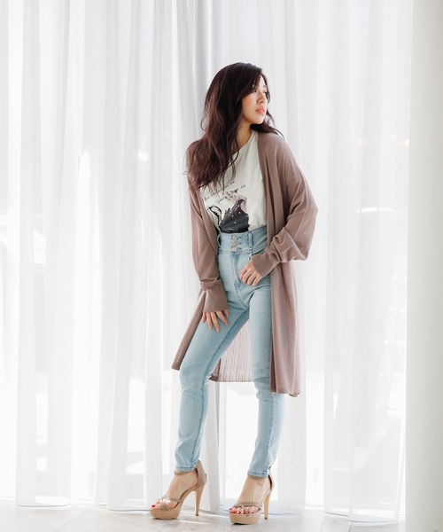 LIPSERVICE（リップサービス）の「シアープリーツ切替ロングニットカーディガン（カーディガン/ボレロ・レディース・ホワイト/ブラック/ベージュ/ブラウン・S/M）」の10枚目の写真