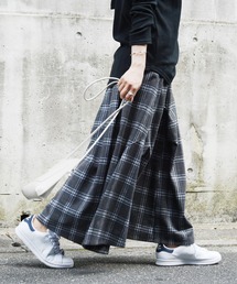 立体ネルチェック切替タックスカート