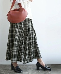 立体ネルチェック切替タックスカート