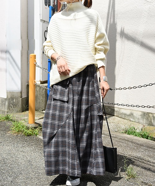 and it_(アンドイット)の「立体ネルチェック切替タックスカート(スカート・レディース・ブラック/グレー・FREE)」の20枚目の写真