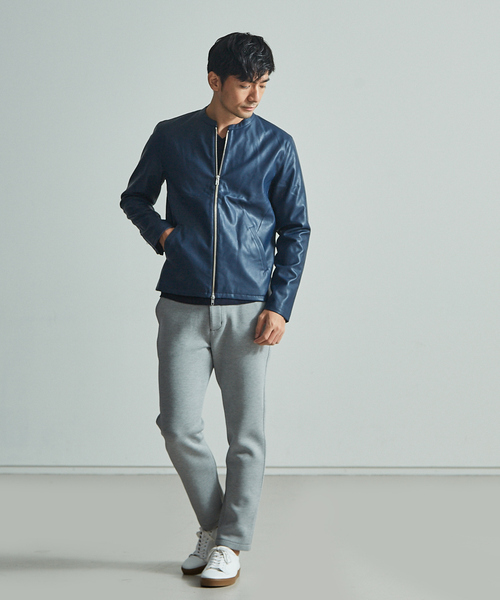 ABAHOUSE GRAY(アバハウスグレイ)の「【展開店舗限定】ネオレザー シングルライダース(ライダースジャケット・メンズ・ブラック/カーキ/ネイビー/グレイッシュベージュ・46/48/50)」の21枚目の写真