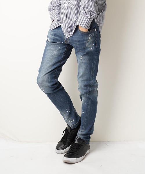 おしゃれスタ(オシャレスタ)の「ブリーチダメージ加工スキニーストレッチデニムパンツ(RE)(デニムパンツ・メンズ・A/B・M/L/XL)」の9枚目の写真