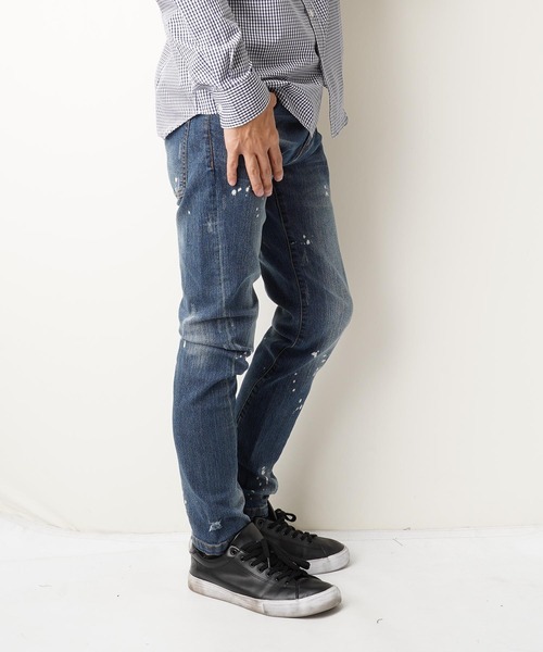 おしゃれスタ(オシャレスタ)の「ブリーチダメージ加工スキニーストレッチデニムパンツ(RE)(デニムパンツ・メンズ・A/B・M/L/XL)」の10枚目の写真