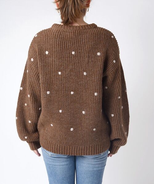 SHIPS（シップス）の「【WEB限定】〈手洗い可能〉ドットニットプルオーバー◇（ニット/セーター・レディース・ライトグレー/キャメル/ネイビー/ベージュ/ライトグリーン・SMALL/MEDIUM）」の8枚目の写真
