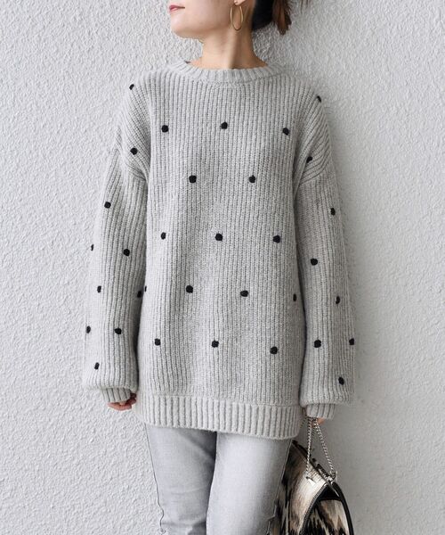SHIPS（シップス）の「【WEB限定】〈手洗い可能〉ドットニットプルオーバー◇（ニット/セーター・レディース・ライトグレー/キャメル/ネイビー/ベージュ/ライトグリーン・SMALL/MEDIUM）」の18枚目の写真