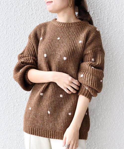 SHIPS（シップス）の「【WEB限定】〈手洗い可能〉ドットニットプルオーバー◇（ニット/セーター・レディース・ライトグレー/キャメル/ネイビー/ベージュ/ライトグリーン・SMALL/MEDIUM）」の19枚目の写真