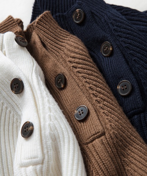 ABITOKYO（アビトーキョー）の「ハイネックサイドボタンリブニットプルオーバー（ニット/セーター・レディース・ホワイト/ネイビー/ブラウン/ブラック/ベージュ/ブルーグレー/カーキ・FREE）」の16枚目の写真