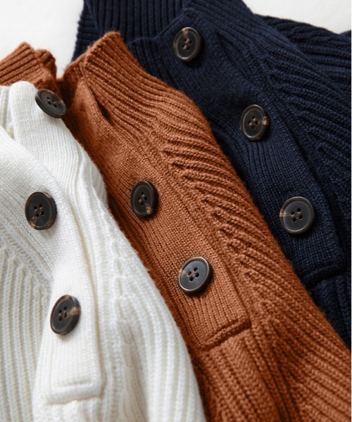 ABITOKYO（アビトーキョー）の「ハイネックサイドボタンリブニットプルオーバー（ニット/セーター・レディース・ホワイト/ネイビー/ブラウン/ブラック/ベージュ/ブルーグレー/カーキ・FREE）」の17枚目の写真