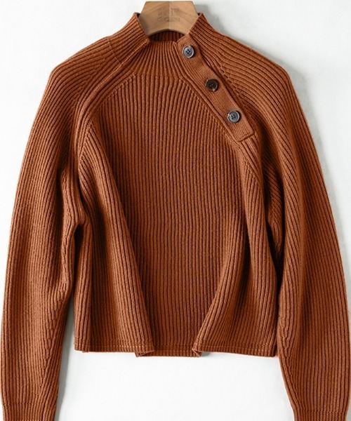 ABITOKYO（アビトーキョー）の「ハイネックサイドボタンリブニットプルオーバー（ニット/セーター・レディース・ホワイト/ネイビー/ブラウン/ブラック/ベージュ/ブルーグレー/カーキ・FREE）」の19枚目の写真