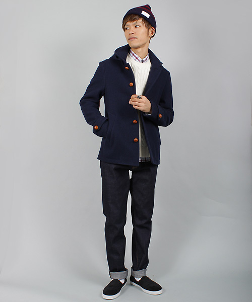 MEN'S BIGI(メンズビギ)の「2WAYフーデッドジャケット/wool mosser(ダッフルコート・メンズ・ブラック/ネイビー/キャメル・LL/LARGE/MEDIUM/SMALL)」の4枚目の写真